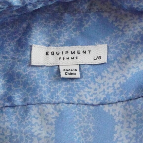 Equipment Button Up Top Womens Large Satin Blue - Picture 5 of 11
